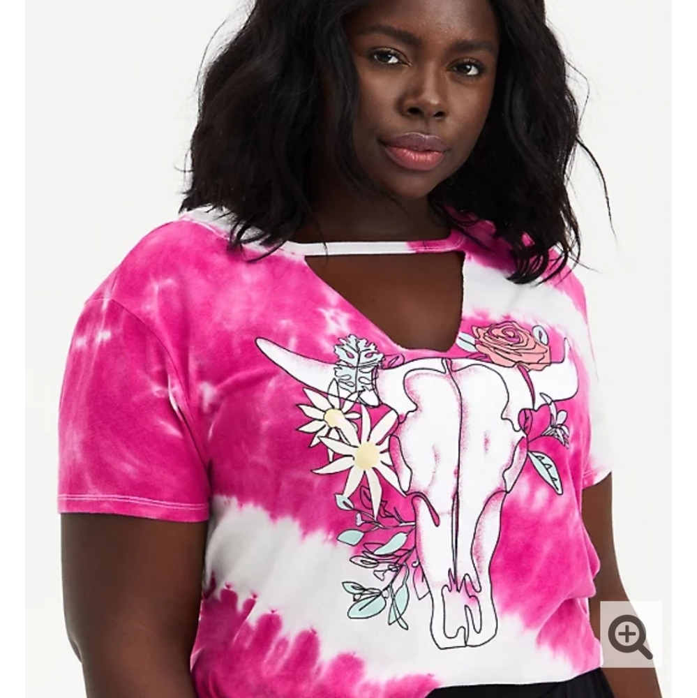 NWT Torrid 0X Choker Tee Skull Pink Tie Dye